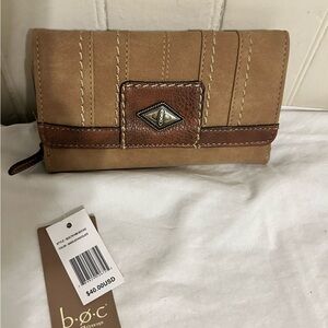 b.o.c. Born Concept Trifold Wallet Saddle/Chocolate-NWT